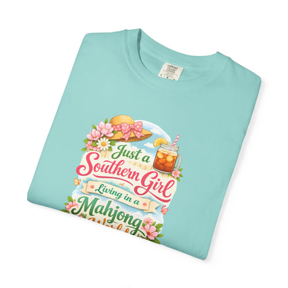 Southern Girl Mahjong T‑Shirt — "Just a Southern Girl Living in a Mahjong World" Floral Tee - Splash of Color Co.