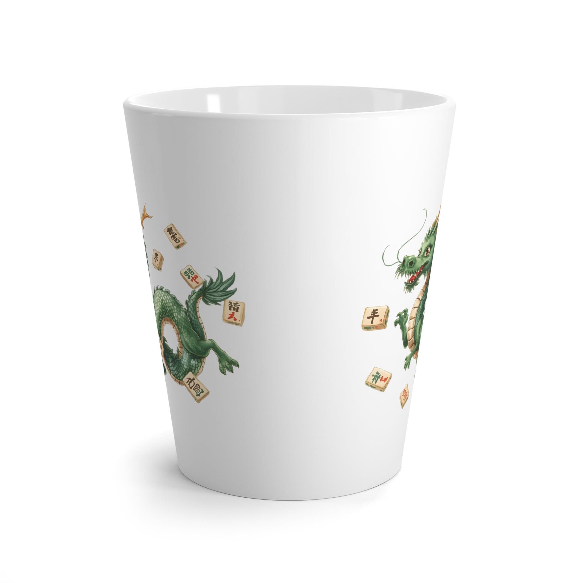 Green Mahjong Dragon Latte Mug — Asian - Inspired Ceramic Coffee Cup - Splash of Color Co.