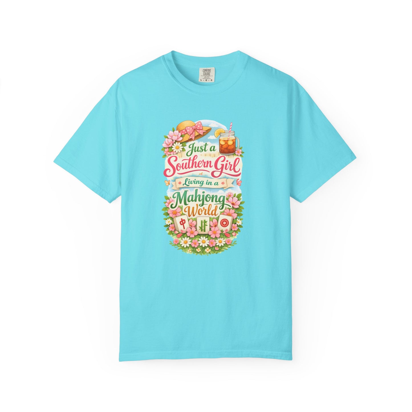 Southern Girl Mahjong T‑Shirt — "Just a Southern Girl Living in a Mahjong World" Floral Tee - Splash of Color Co.