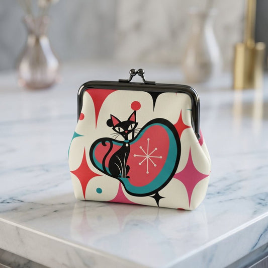 The CAT'S Meow Women's Leather Kiss Lock Coin Purse - Splash Of Mahj And Color Co.