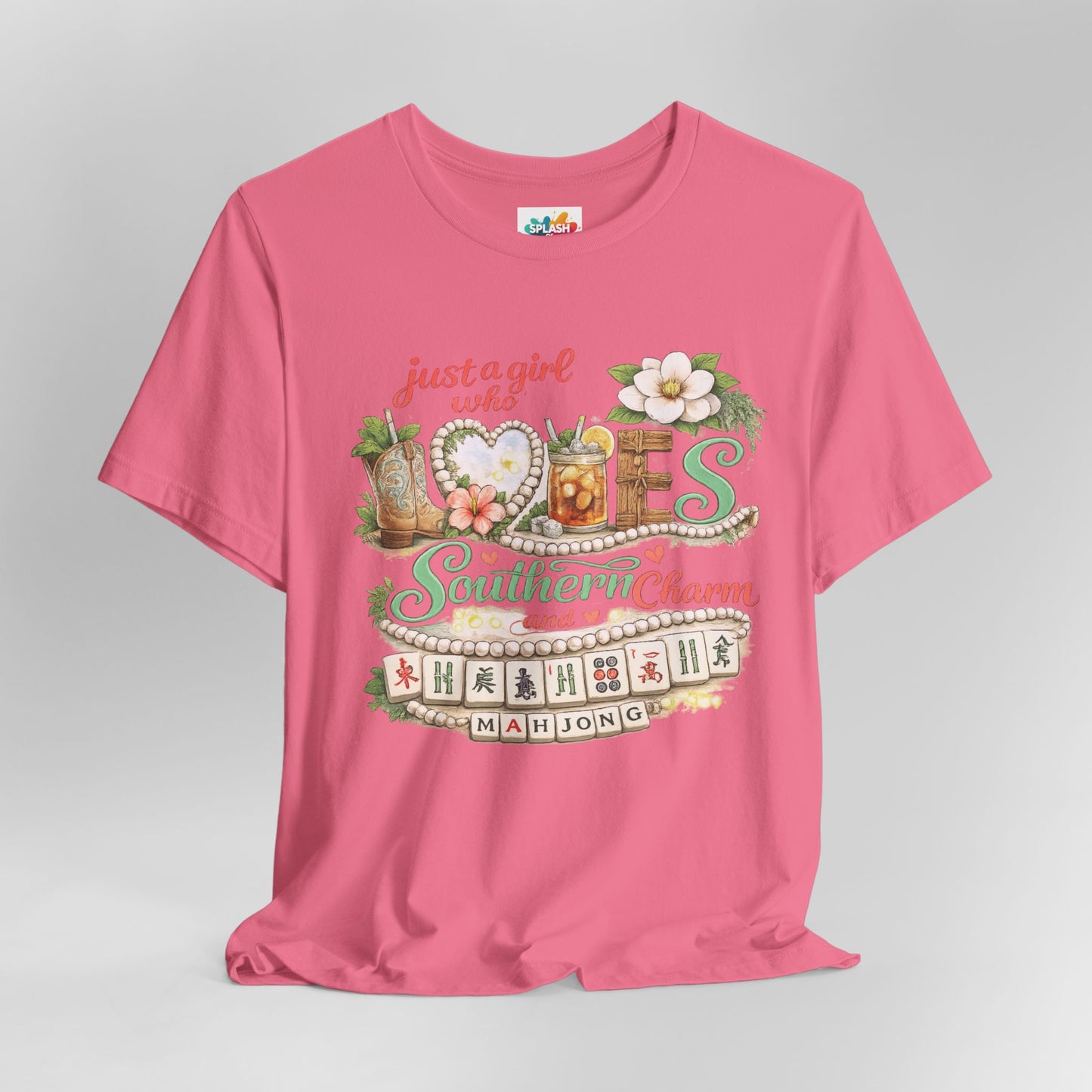 Just a Girl Who Loves Southern Charm Mahjong tee | Floral Mahjong Tiles Shirt - Splash of Color Co.