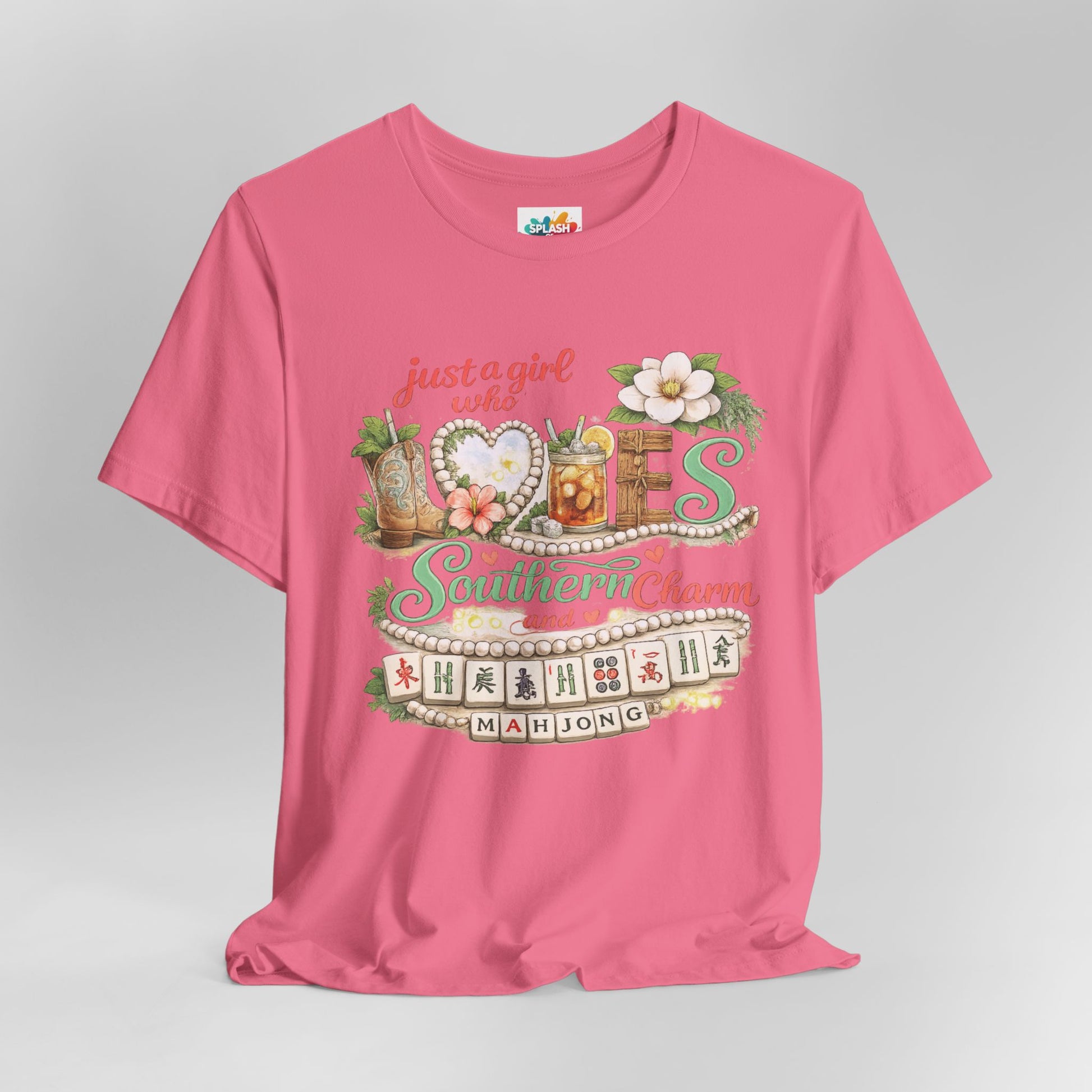 Just a Girl Who Loves Southern Charm Mahjong tee | Floral Mahjong Tiles Shirt - Splash of Color Co.
