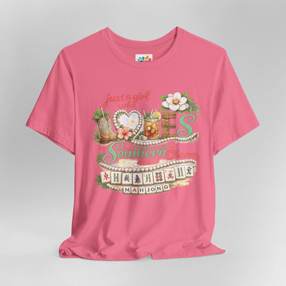 Just a Girl Who Loves Southern Charm Mahjong tee | Floral Mahjong Tiles Shirt - Splash of Color Co.