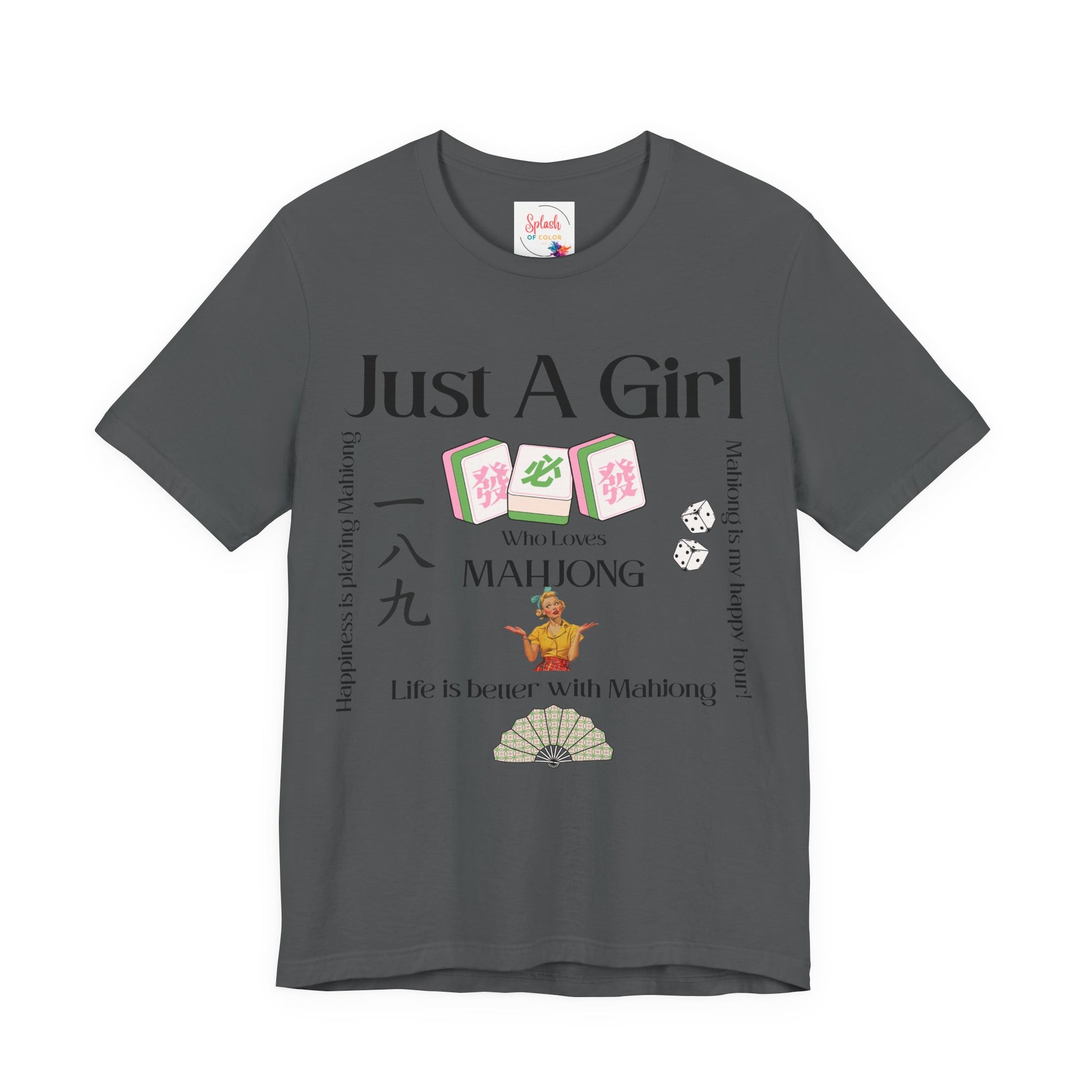 Just A Girl Who Loves Mahjong T-Shirt | Mahjong Tiles, Fan Graphic - Splash of Color Co.