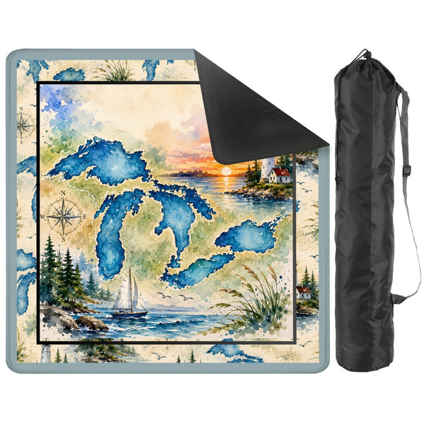 The Great Lakes Watercolor Custom Mahjong Mat - Splash Of Mahj And Color Co.