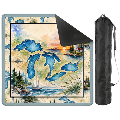 The Great Lakes Watercolor Custom Mahjong Mat - Splash Of Mahj And Color Co.