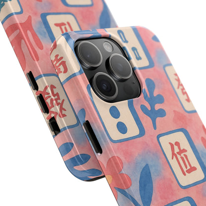 Mahjong Phone Case, Pink Pastel Blue Mahj Lover Mahjong Tile Phone Case