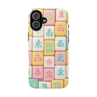 Pastel Mahjong Tile Phone Case | Cute Asian Game Pattern, Durable Protective Case - Splash of Color Co.
