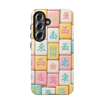 Pastel Mahjong Tile Phone Case | Cute Asian Game Pattern, Durable Protective Case - Splash of Color Co.