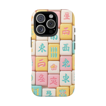 Pastel Mahjong Tile Phone Case | Cute Asian Game Pattern, Durable Protective Case - Splash of Color Co.