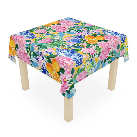 Vibrant Asian Chinoiserie Floral Tablecloth for Colorful Dining Spaces - Splash of Color Co.