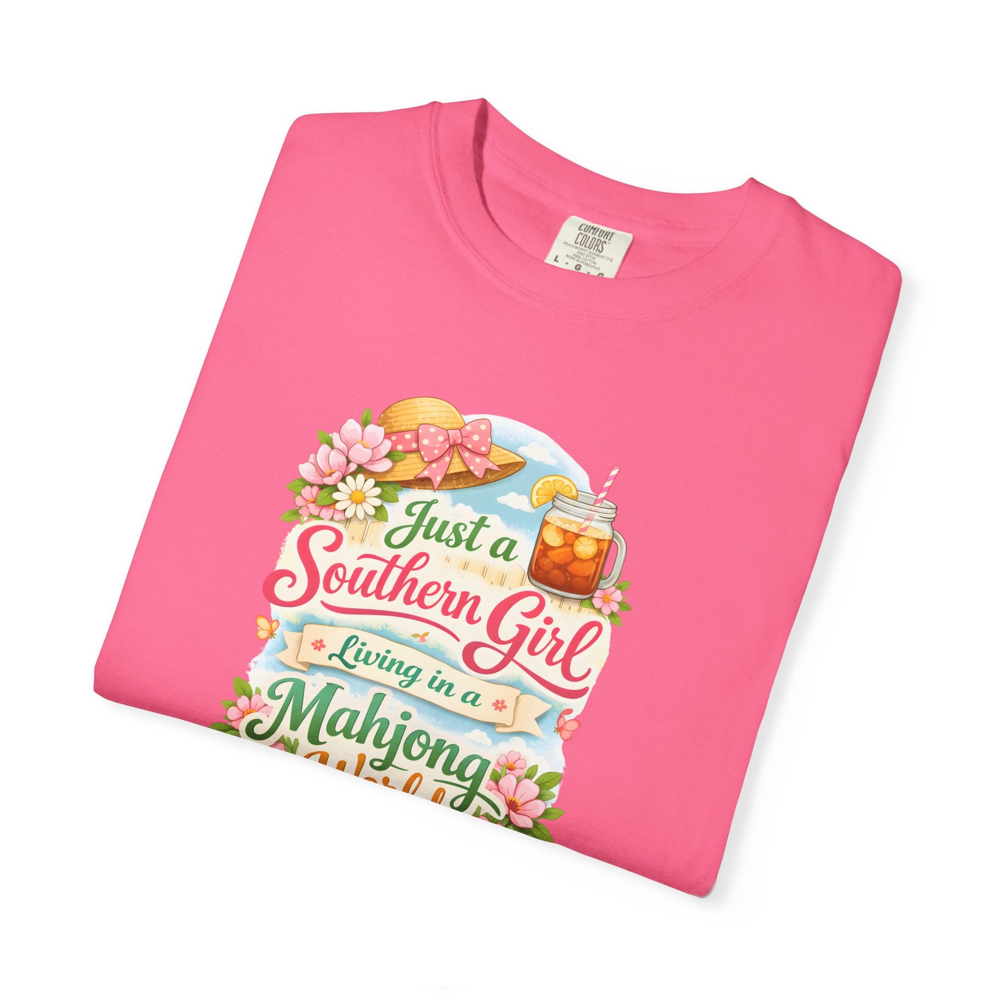 Southern Girl Mahjong T‑Shirt — "Just a Southern Girl Living in a Mahjong World" Floral Tee - Splash of Color Co.