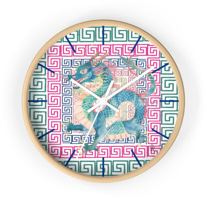 Dragon Motif Wall Clock — Colorful Asian - Inspired Geometric Design - Splash of Color Co.