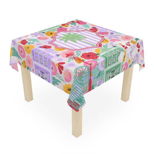 Charleston South Carolina Preppy Floral Palm Tablecloth - Splash of Color Co.