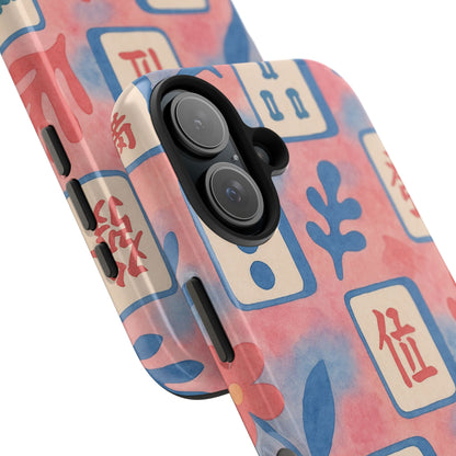 Mahjong Phone Case, Pink Pastel Blue Mahj Lover Mahjong Tile Phone Case