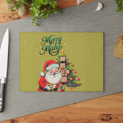Mahjong Christmas Jolly Santa Merry Mahj Serving Cutting Board