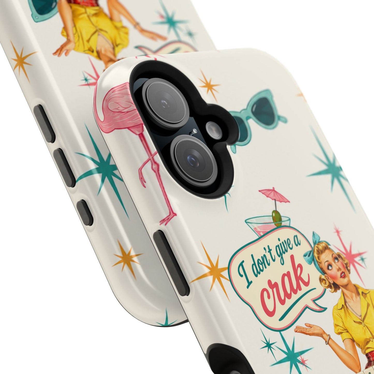 Funny Mahjong Tropical Flamingo Phone Case — “I Don’t Give a Crak” Magnetic Impact-Resistant Case