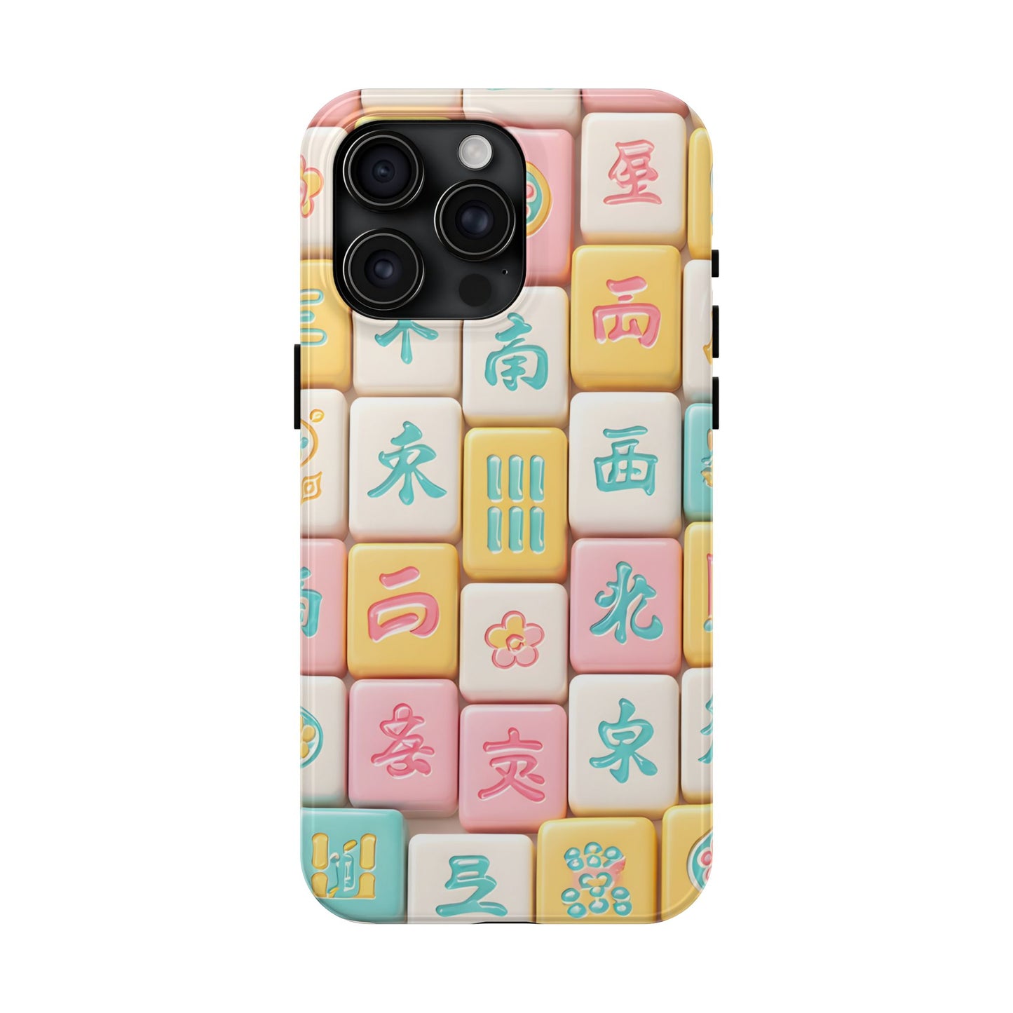 Pastel Mahjong Tile Phone Case | Cute Asian Game Pattern, Durable Protective Case - Splash of Color Co.