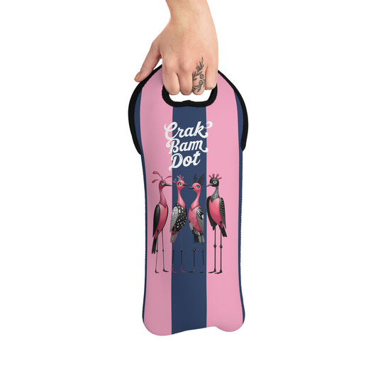 Mahjong Cheeky Funny Wine Tote Bag for Parties, Crak, Bam Dot Stylish Wine Carrier, Gift for Wine Lovers, Fun Flamingo Design