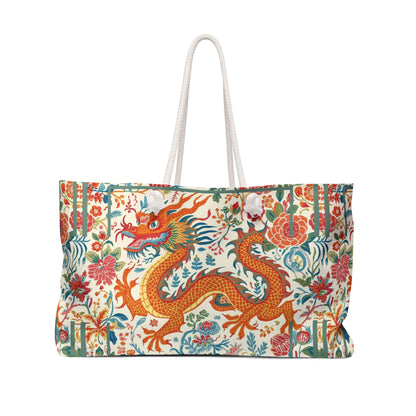 Majestic Dragon Floral Weekender Bag — Vintage Oriental Travel Tote - Splash of Color Co.