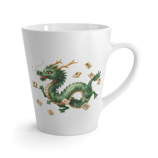 Green Mahjong Dragon Latte Mug — Asian - Inspired Ceramic Coffee Cup - Splash of Color Co.