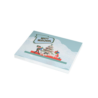Festive Merry Mahjong Postcard Christmas Card Bundle | Holiday Greetings for Players | Fun Gift for Friends & Family, Mahjong Enthusiasts, Christmas