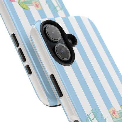 Mahjong Phone Case, Funny It's Kong O' Clock Somewhere, Blue White Preppy Style