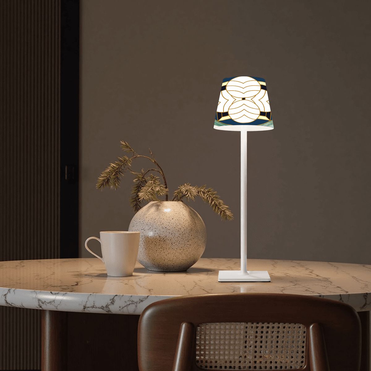 Art Deco Modern Geometric Mahjong LED Cordless Table Lamp - Splash of Color Co.