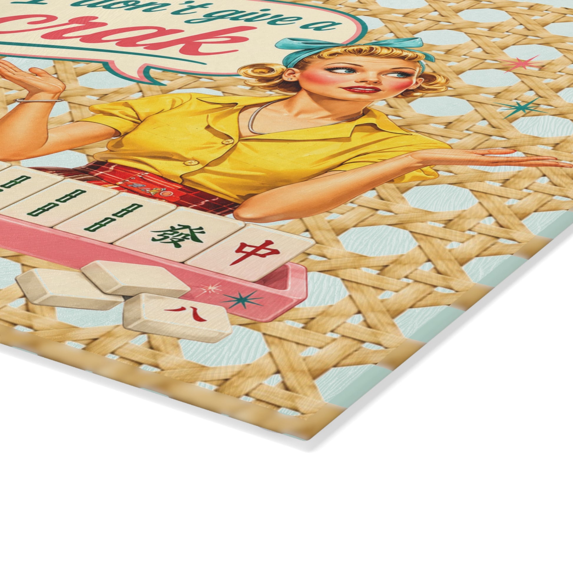 I Don't Give a Crak Mahjong Entertaining Glass Cutting Board - Splash Of Mahj And Color Co.