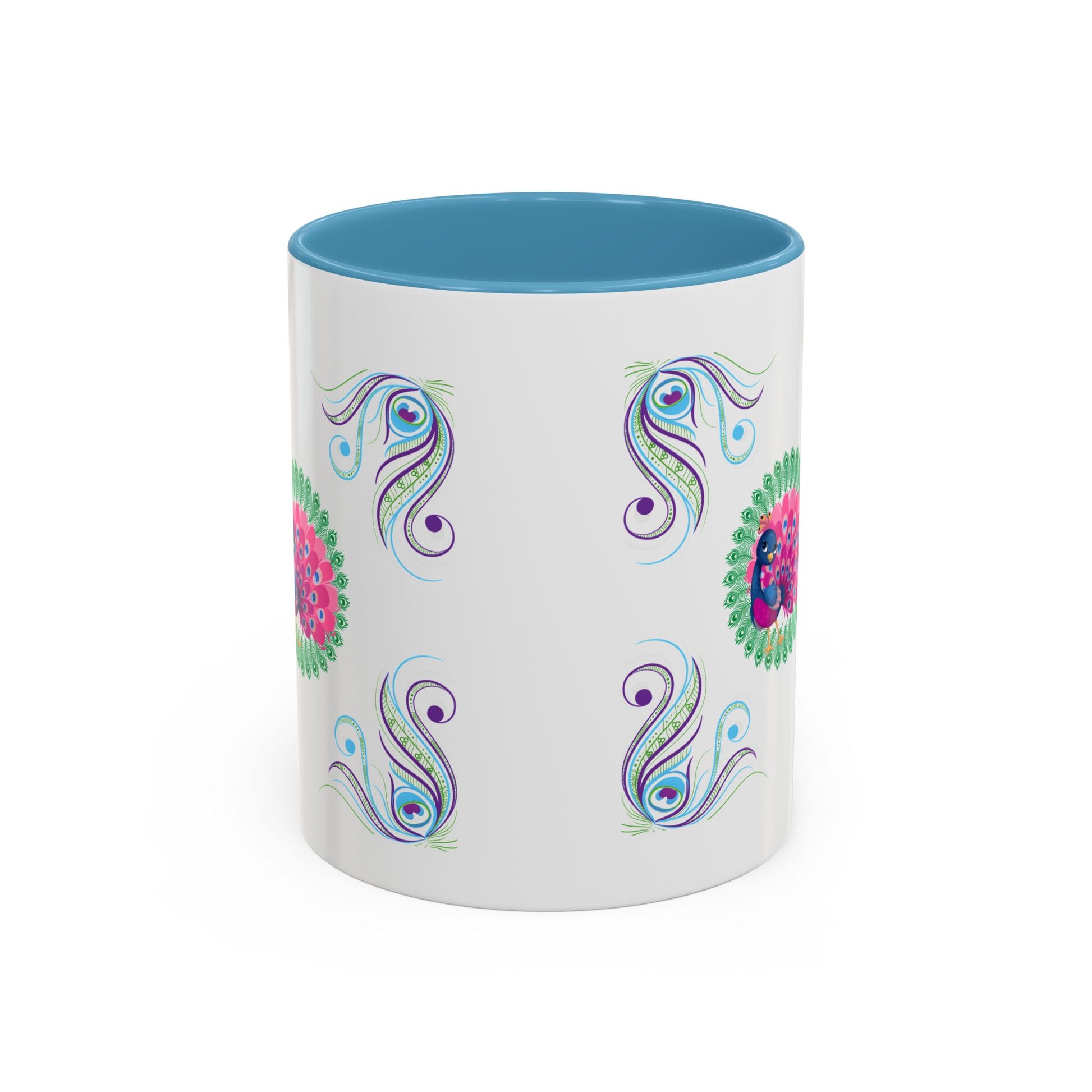 Preppy Peacock Whimsical Pink Green, Purple Coffee Mug - Splash of Color Co.