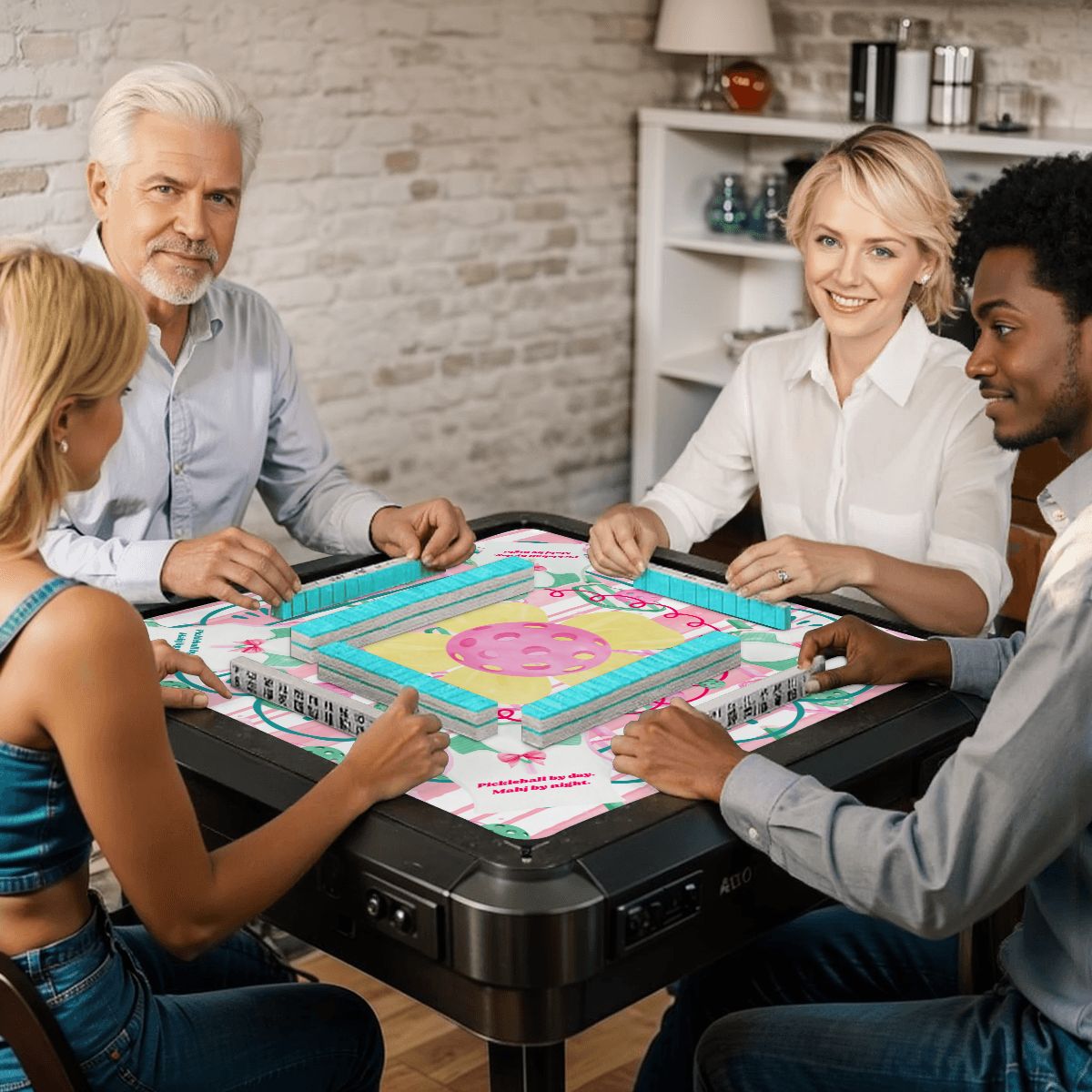 Pickleball By Day, Mahj By Night, Whimsical Fun Mahjong Mat - Splash of Color Co.