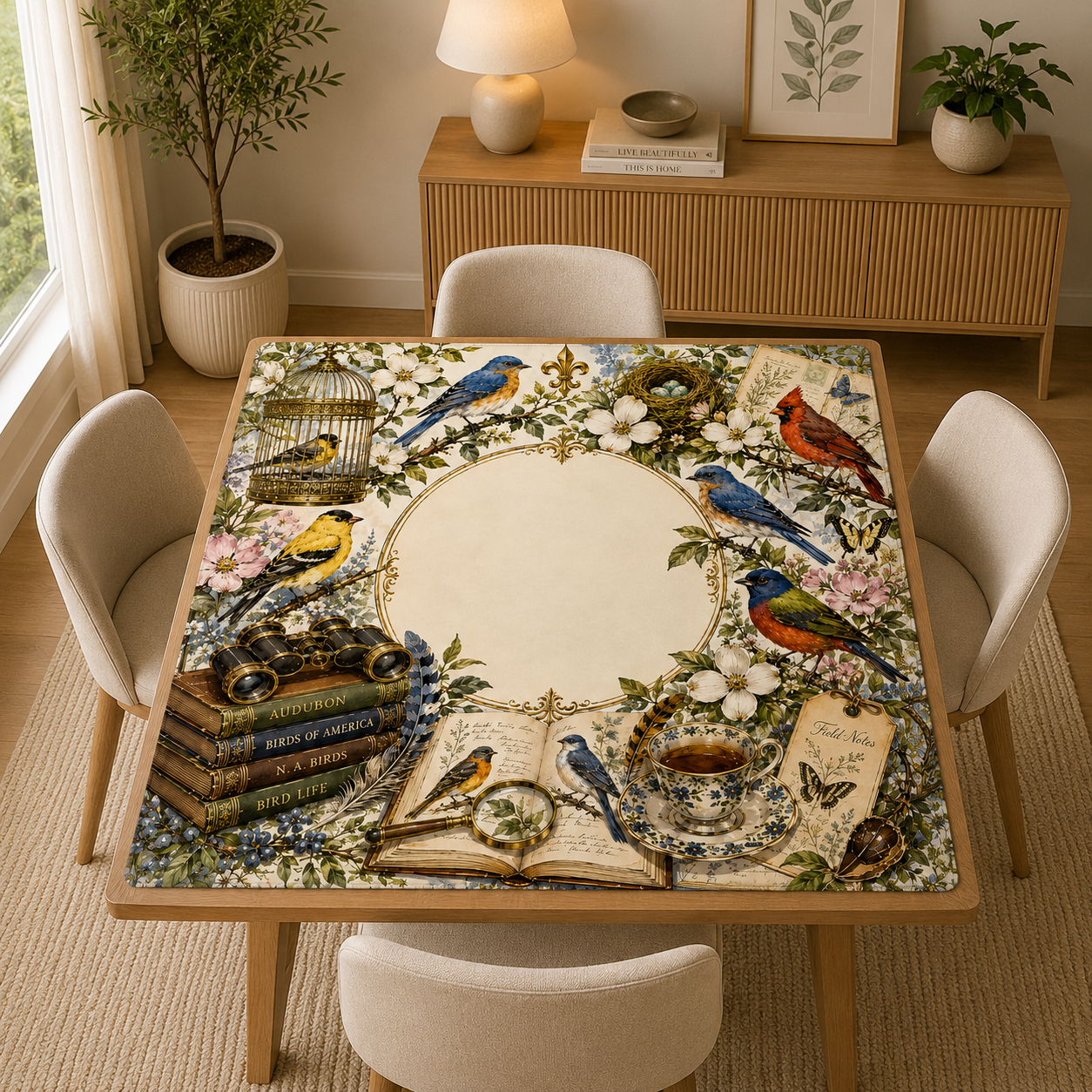 Vintage Birdwatcher's Society Mahjong Mat