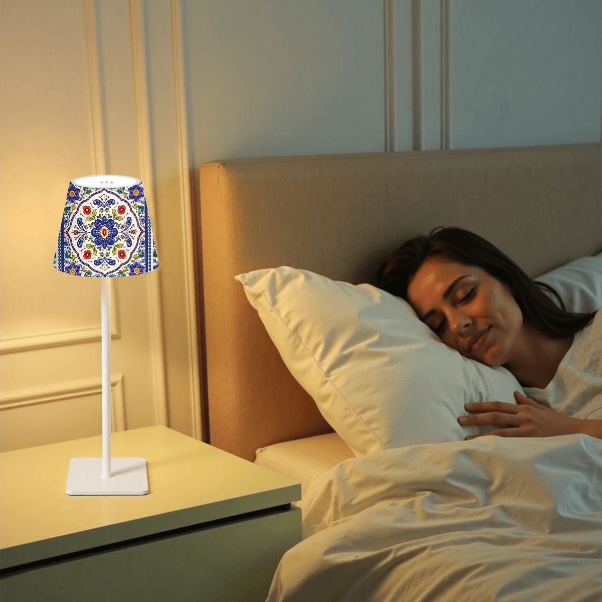 Pottery Porcelein Mahjong LED Cordless Table Lamp - Splash of Color Co.