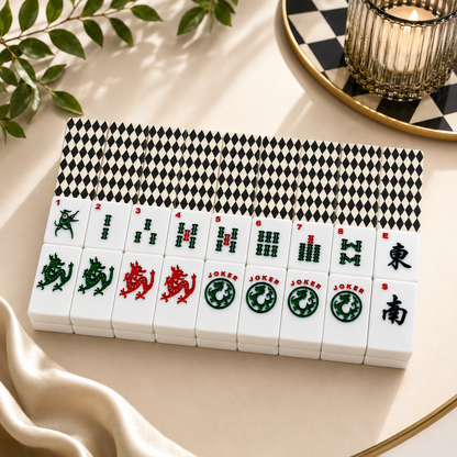 Harlequin Romance Black American Mahjong Tiles And Carry Case