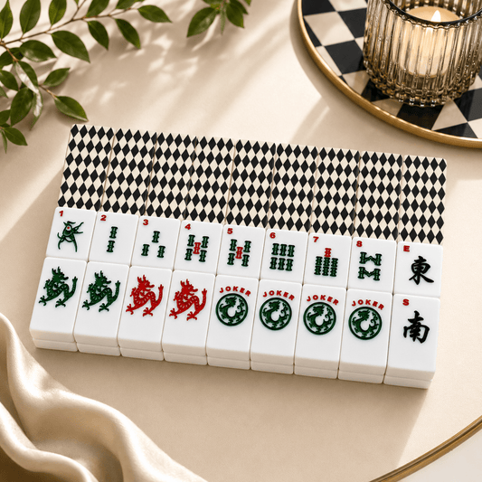 Harlequin Romance Black American Mahjong Tiles And Carry Case - Splash Of Mahj And Color Co.