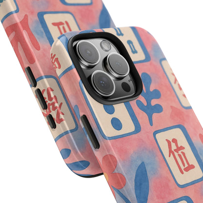 Mahjong Phone Case, Pink Pastel Blue Mahj Lover Mahjong Tile Phone Case
