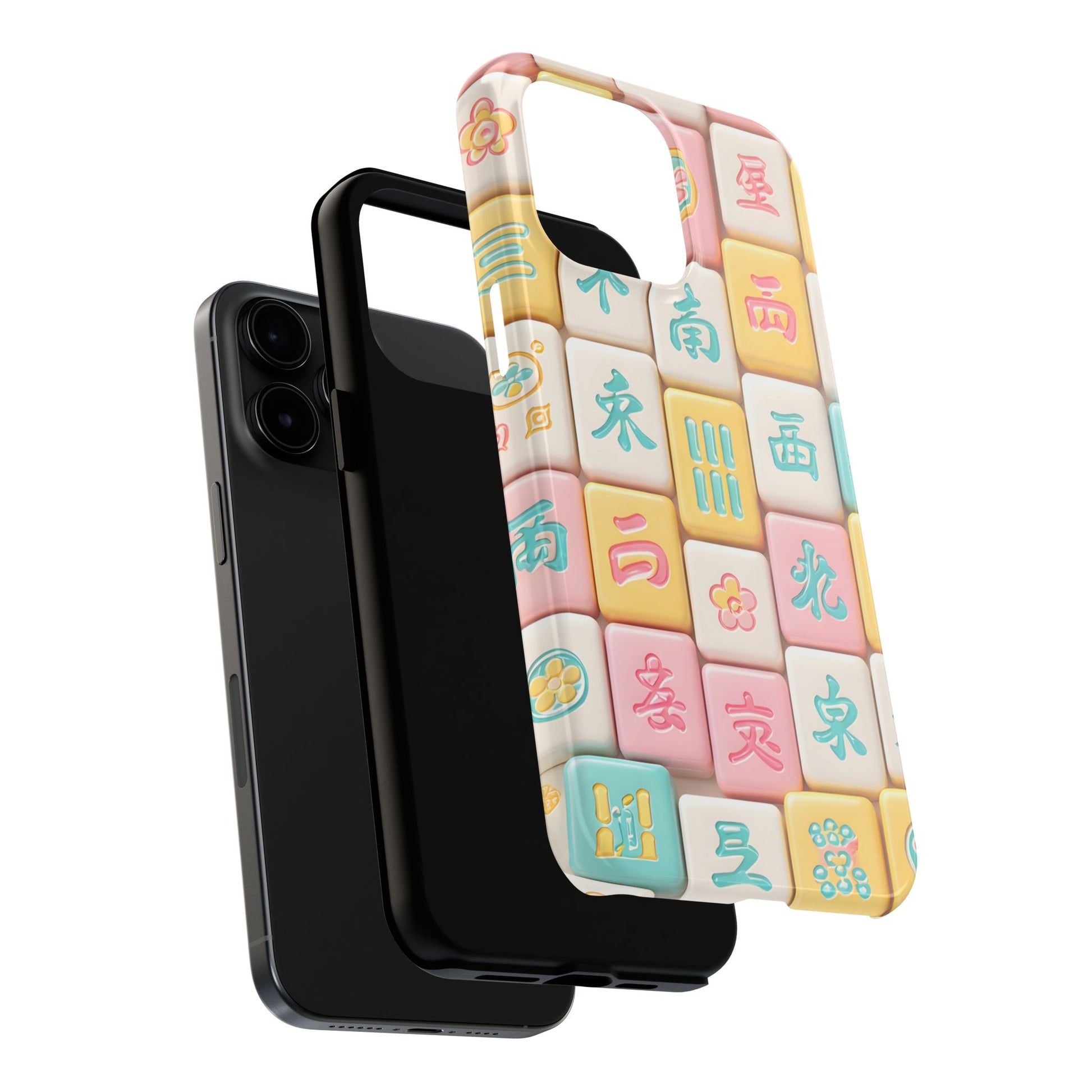 Pastel Mahjong Tile Phone Case | Cute Asian Game Pattern, Durable Protective Case - Splash of Color Co.