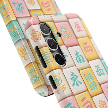 Pastel Mahjong Tile Phone Case | Cute Asian Game Pattern, Durable Protective Case - Splash of Color Co.