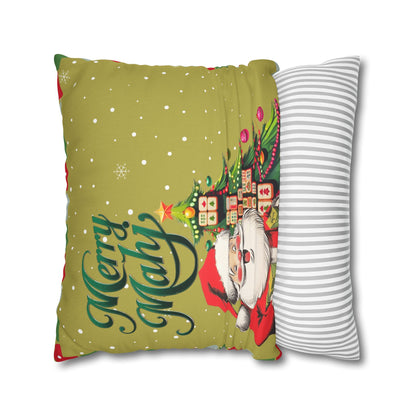 Merry Mahj Mahjong Christmas Festive Pillowcase, Whimsical Holiday Accent Pillowcase