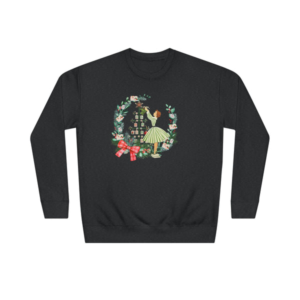 Mahjong Christmas Sweater, Vintage Holiday Wreath Sweatshirt, Books And Mahj Festive Apparel - Splash of Color Co.