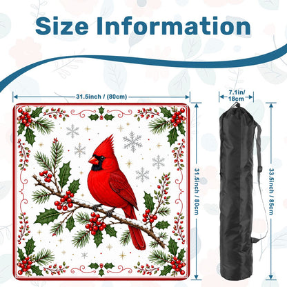 Winterberry Cardinal Bird Custom Mahjong Mat - Splash Of Mahj And Color Co.