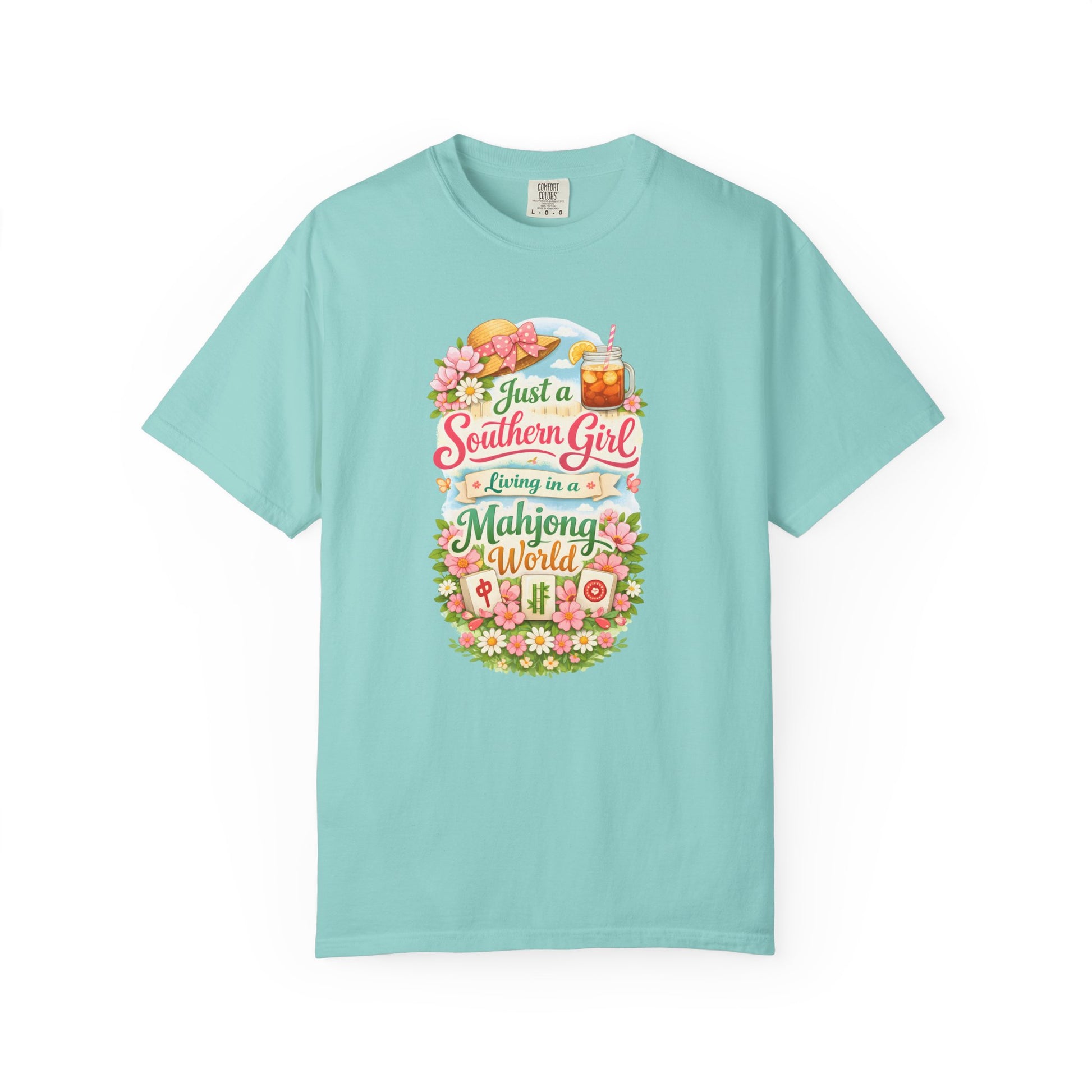 Southern Girl Mahjong T‑Shirt — "Just a Southern Girl Living in a Mahjong World" Floral Tee - Splash of Color Co.