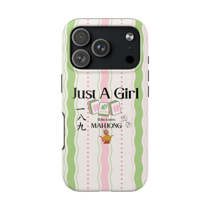 Just A Girl Who Loves Mahjong Phone Case | Mahjong Tiles Pattern - Splash of Color Co.