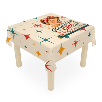Funny Mahjong Tablecloth — “I Don’t Give a Crak” Vintage Pin-Up Game Night Table Cover