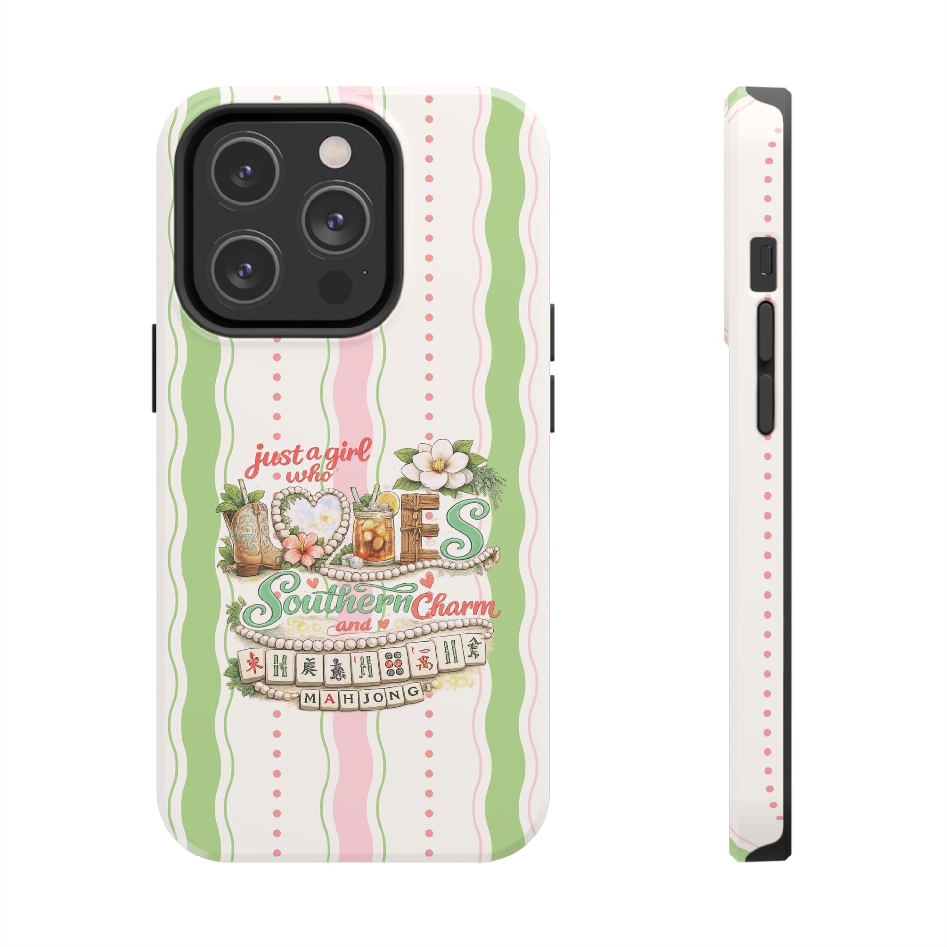 Just a Girl, Who Loves Southern Charm and Mahjong Preppy Pastel Phone Cases - Splash of Color Co.