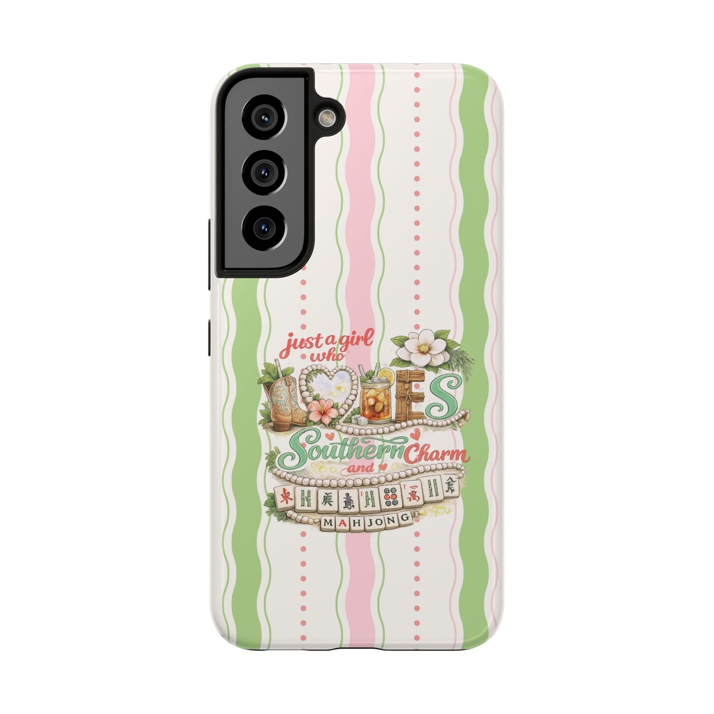 Just a Girl, Who Loves Southern Charm and Mahjong Preppy Pastel Phone Cases - Splash of Color Co.