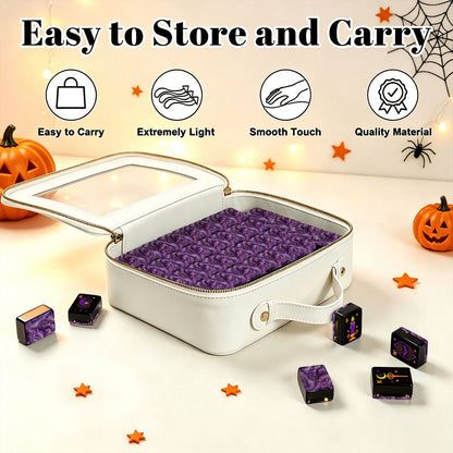 Purple Pumpkin Hex Halloween Mahjong Tiles And Carry Case - Splash Of Mahj And Color Co.
