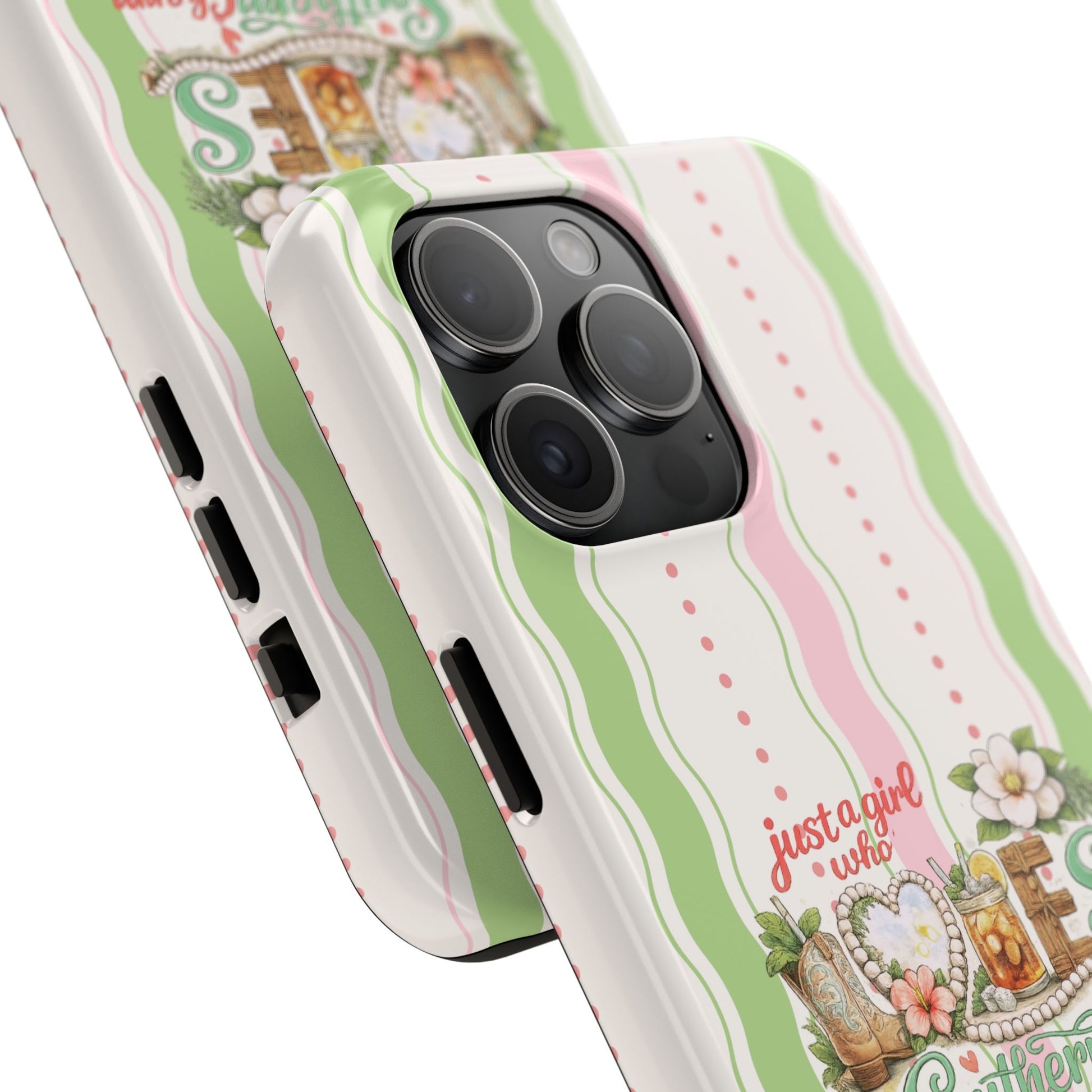 Just a Girl, Who Loves Southern Charm and Mahjong Preppy Pastel Phone Cases - Splash of Color Co.