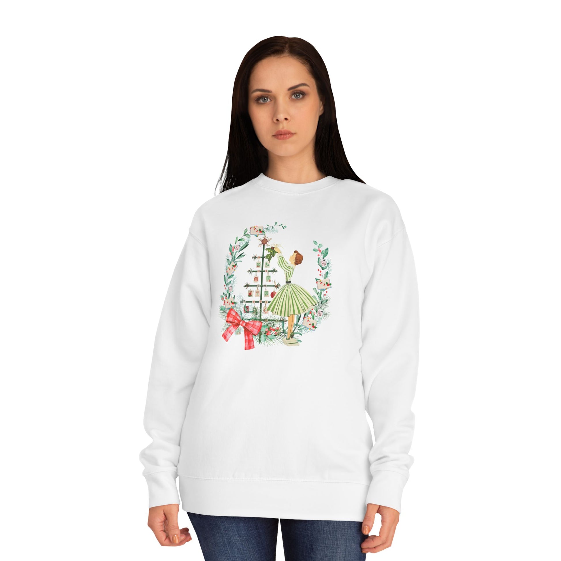 Mahjong Christmas Sweater, Vintage Holiday Wreath Sweatshirt, Books And Mahj Festive Apparel - Splash of Color Co.