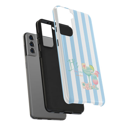 Mahjong Phone Case, Funny It's Kong O' Clock Somewhere, Blue White Preppy Style